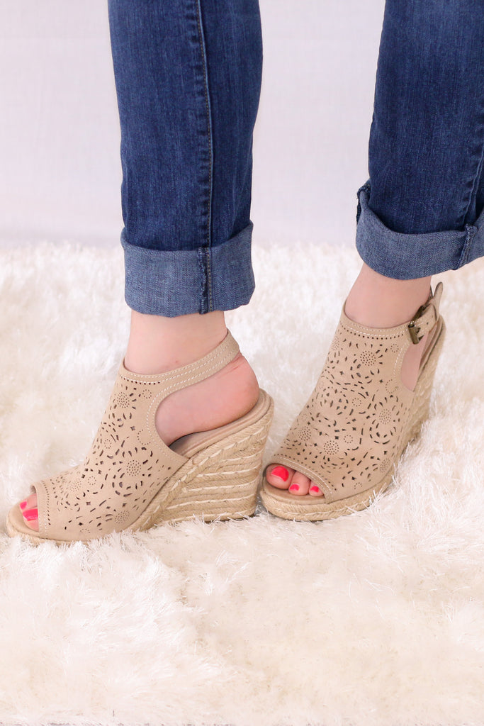 tan colored wedges