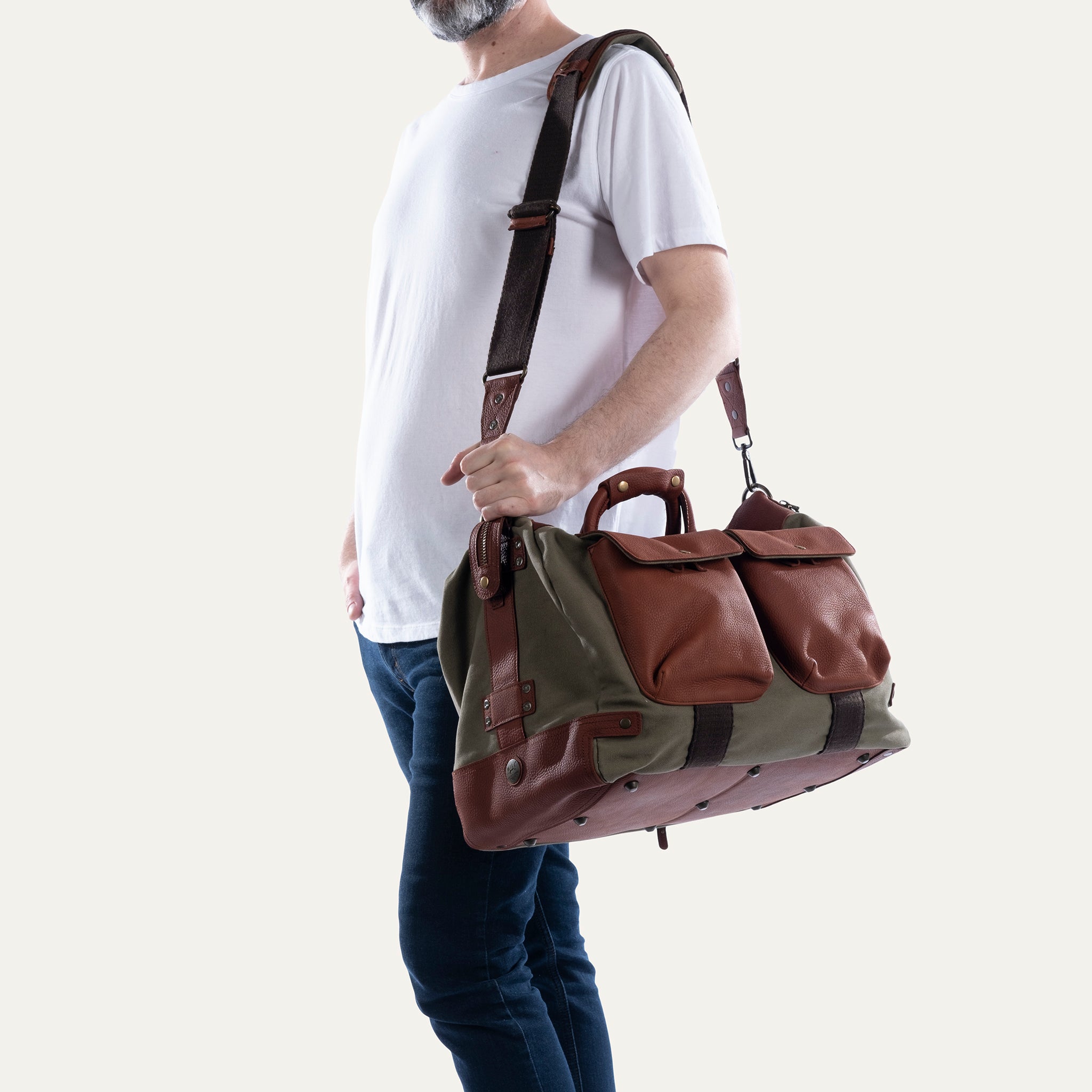 CANVAS & LEATHER TRAVEL DUFFLE TOBACCO – Will Leather Goods