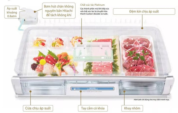 Cấu tạo ngăn chân không của tủ lạnh Hitachi nội địa Nhật