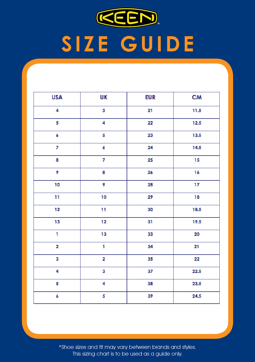 Keen Size Chart Toddler