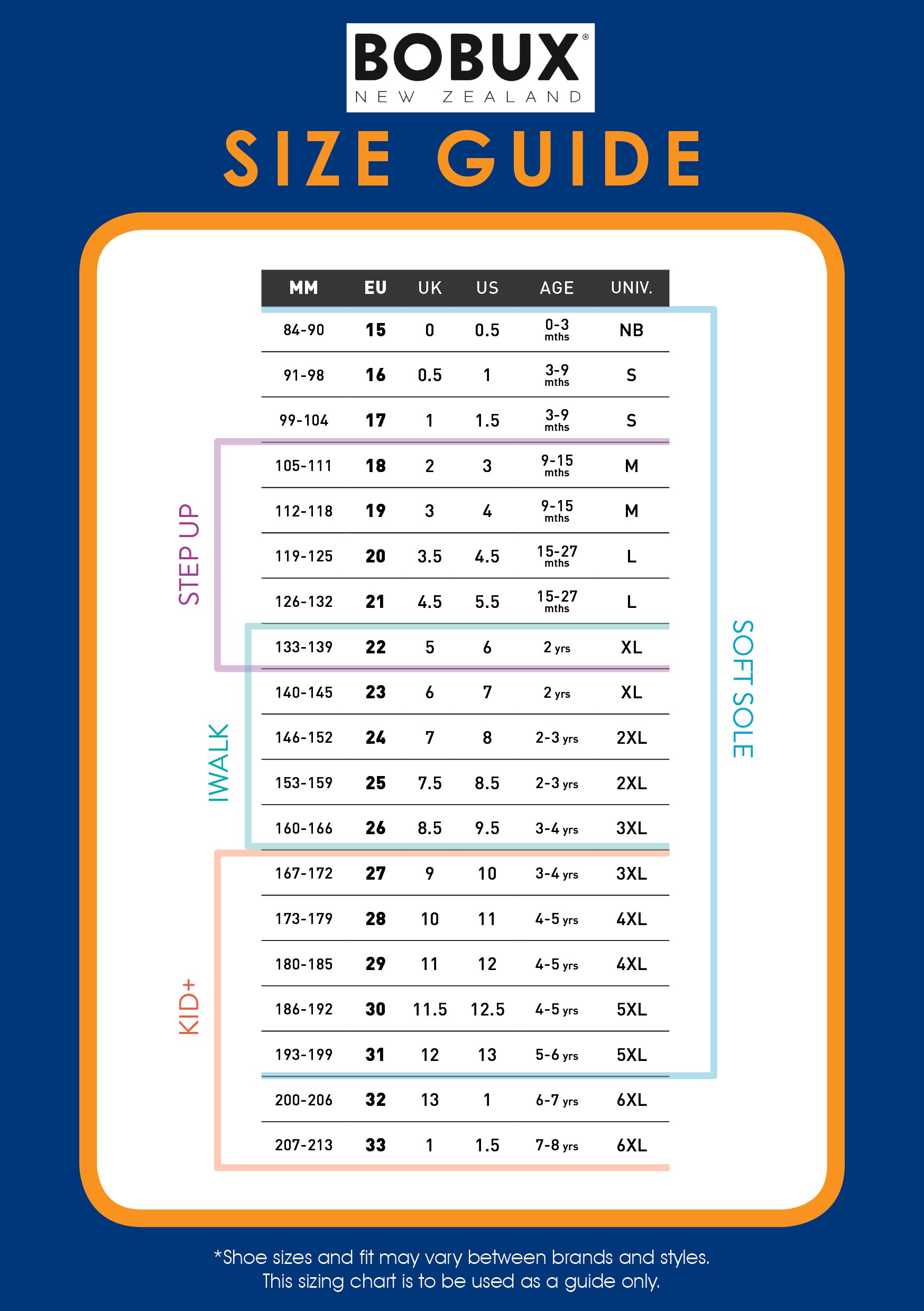 ecco kids size guide