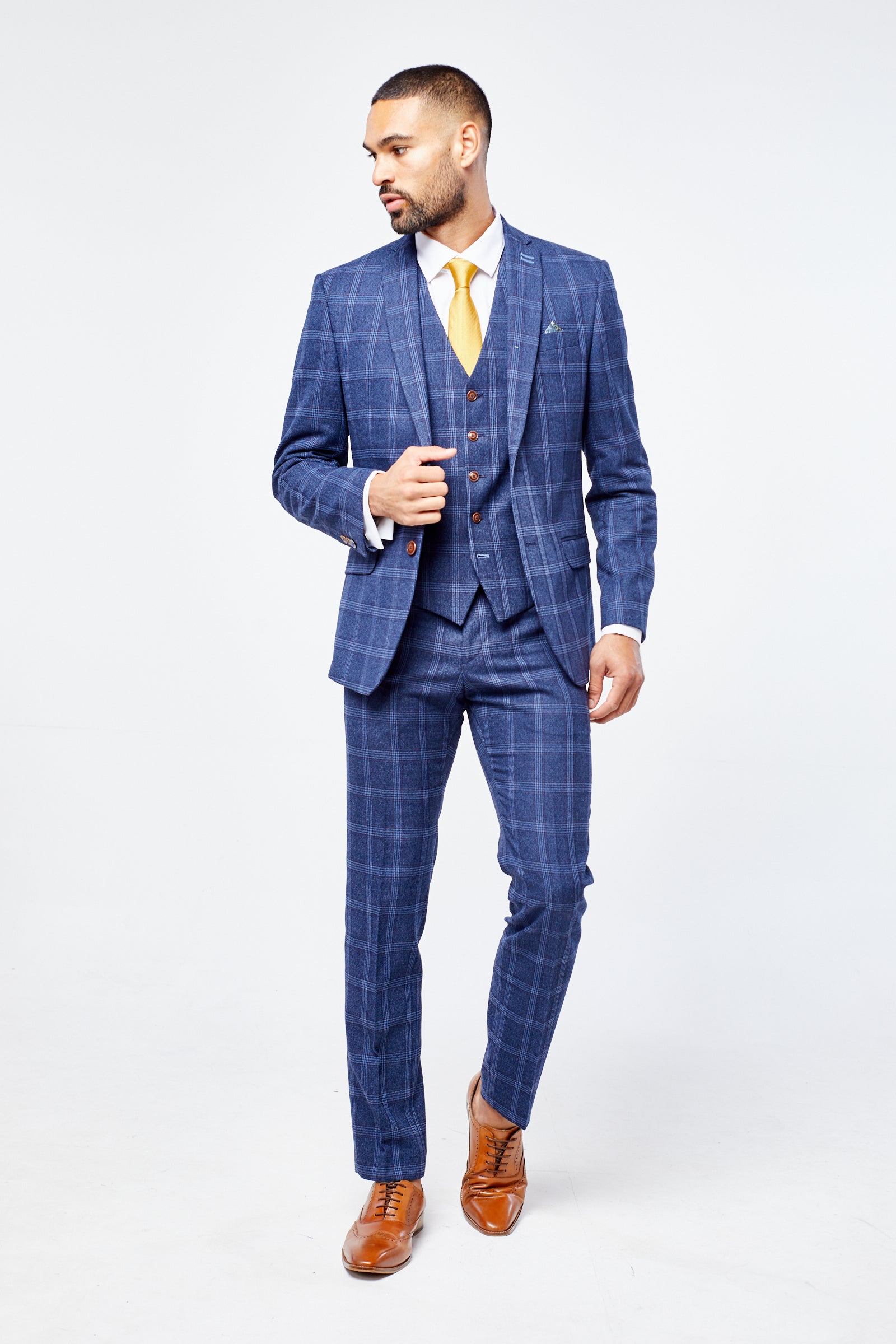 Antique Rouge Blue Check Tweed