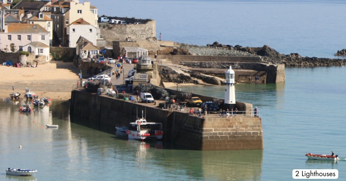 Smeaton's Pier St Ives Cornwall 2 Lighthouses