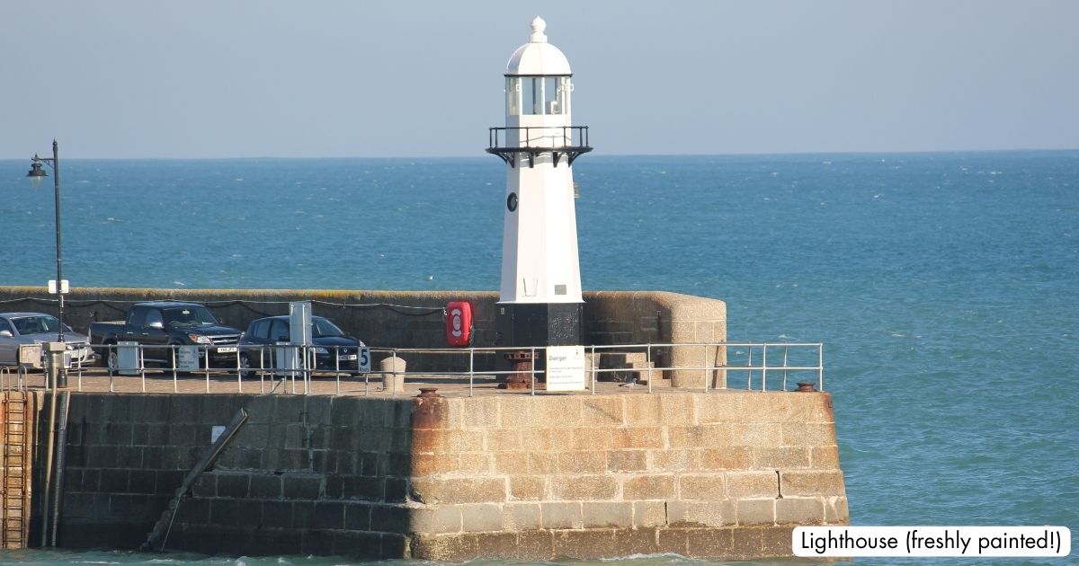 Smeaton's Pier St Ives Cornwall Painted Lighthouse