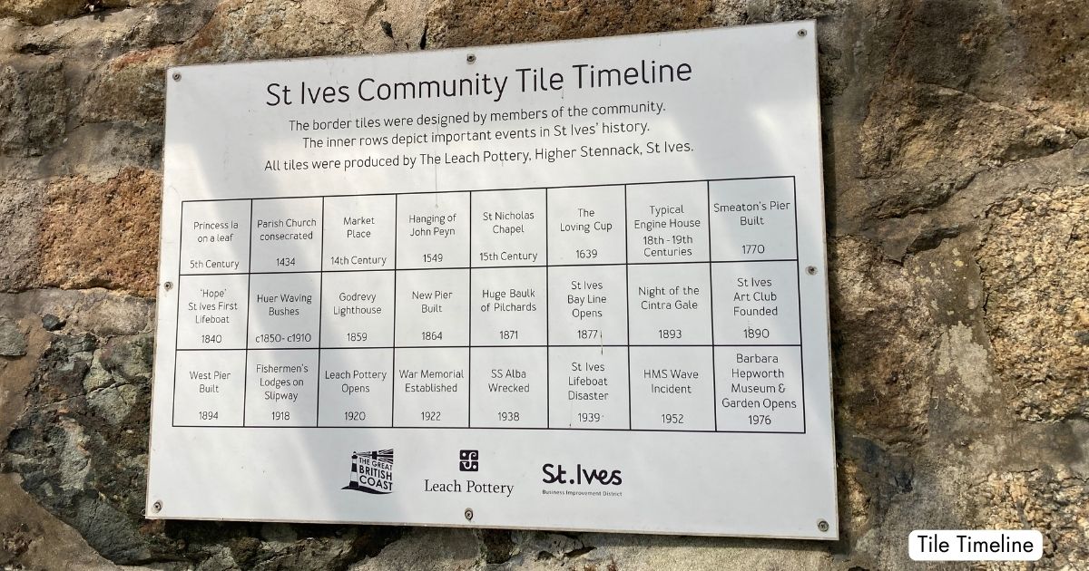 Smeaton's Pier St Ives Cornwall Leach Tile Timeline