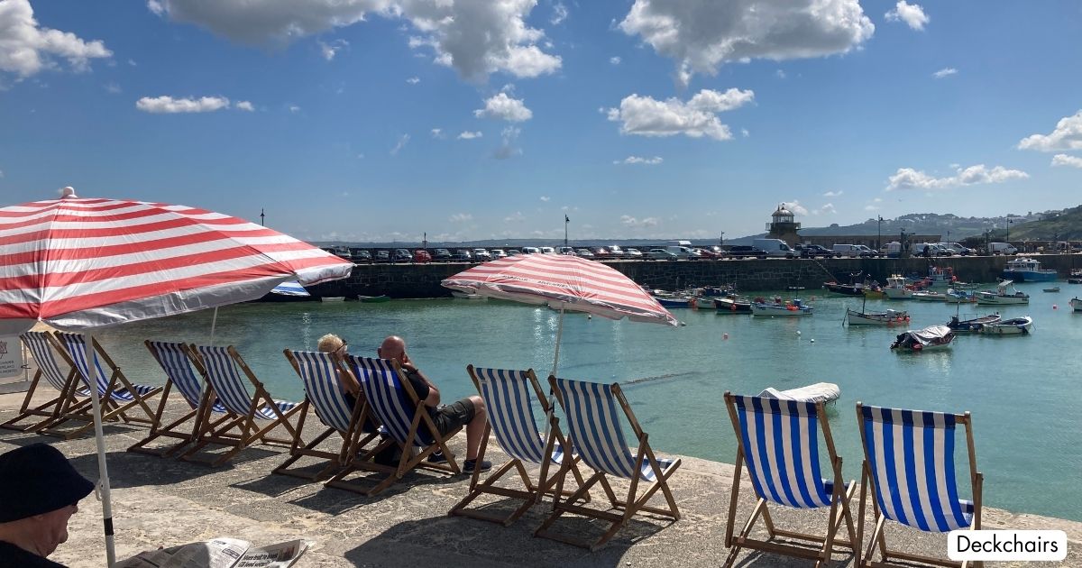 St Ives Harbour Beach Cornwall Deckchairs