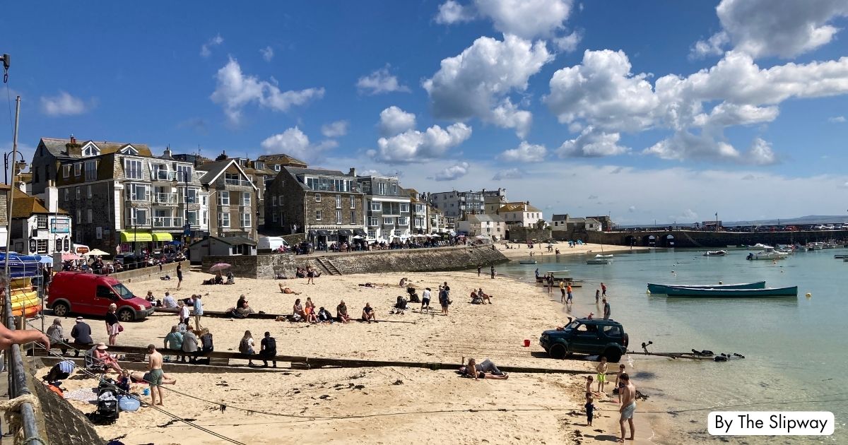 St Ives Harbour Beach Cornwall Sloop Slipway