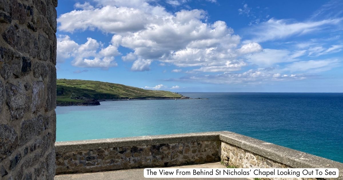 View From Behind St Nicholas Chapel Looking Out To Sea St Ives Cornwall