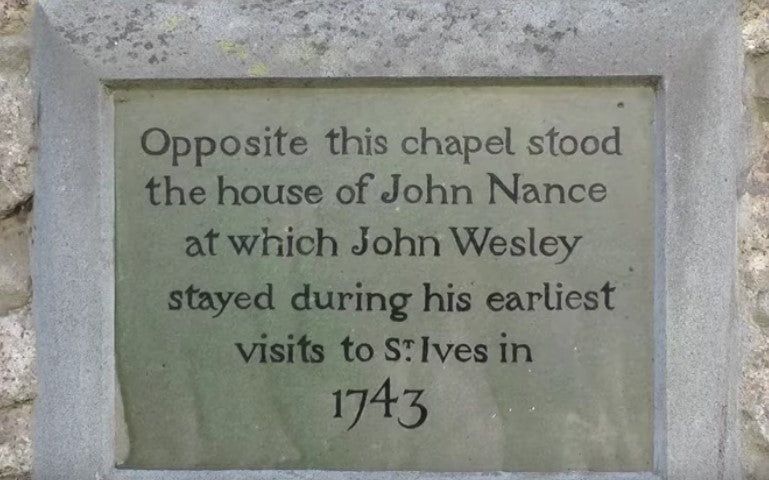 Festival Of Britain Plaque St Ives Cornwall Wesleyan Chapel