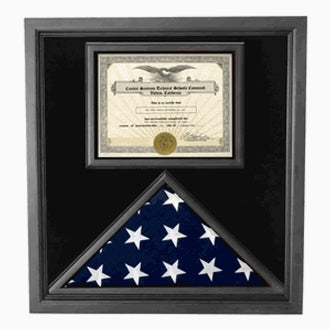 Flag and Document display case Horozontal certificate, Large flag and certificate display