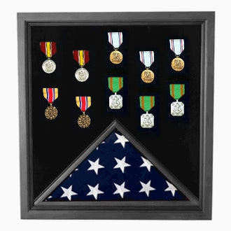 Large Flag and medal display case, Large flag and award display case, American flag and award display frame