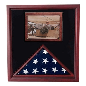 military flag and award, Large military flag and photo display frame, Military photo flag shadowbox