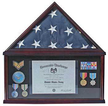 Elegant Memorial Funeral Flag Display Case Storage Military Shadow Box