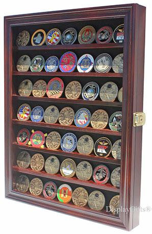 Military Challenge Coin Display Case Cabinet Rack Holder Shadow