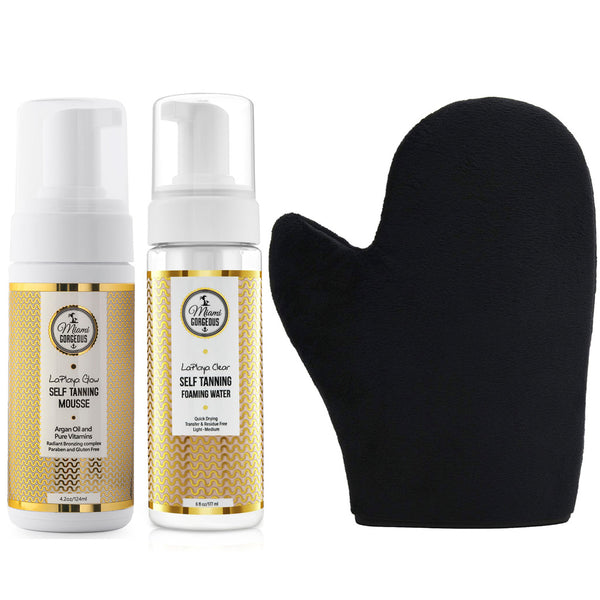 LaPlaya Glow Self Tanning Mousse Bundle with Mitt - Miami Gorgeous 