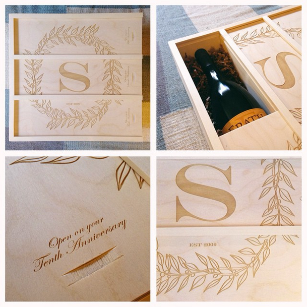 Collage: Anniversary Wine Box: Monogram Cottage