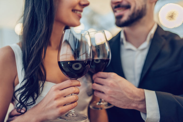 Couple drinking red wine