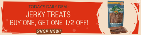 text banner: Jerky Treats, buy one get one 1/2 off!