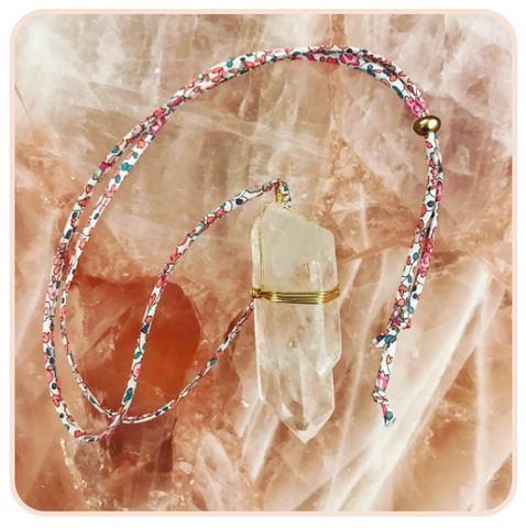 rose quartz clear quartz floral boho crystal jewelry 