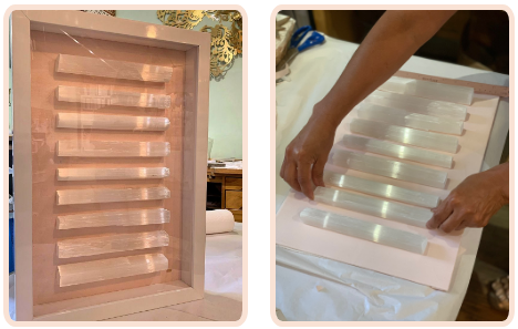selenite wall art and assembly of art piece