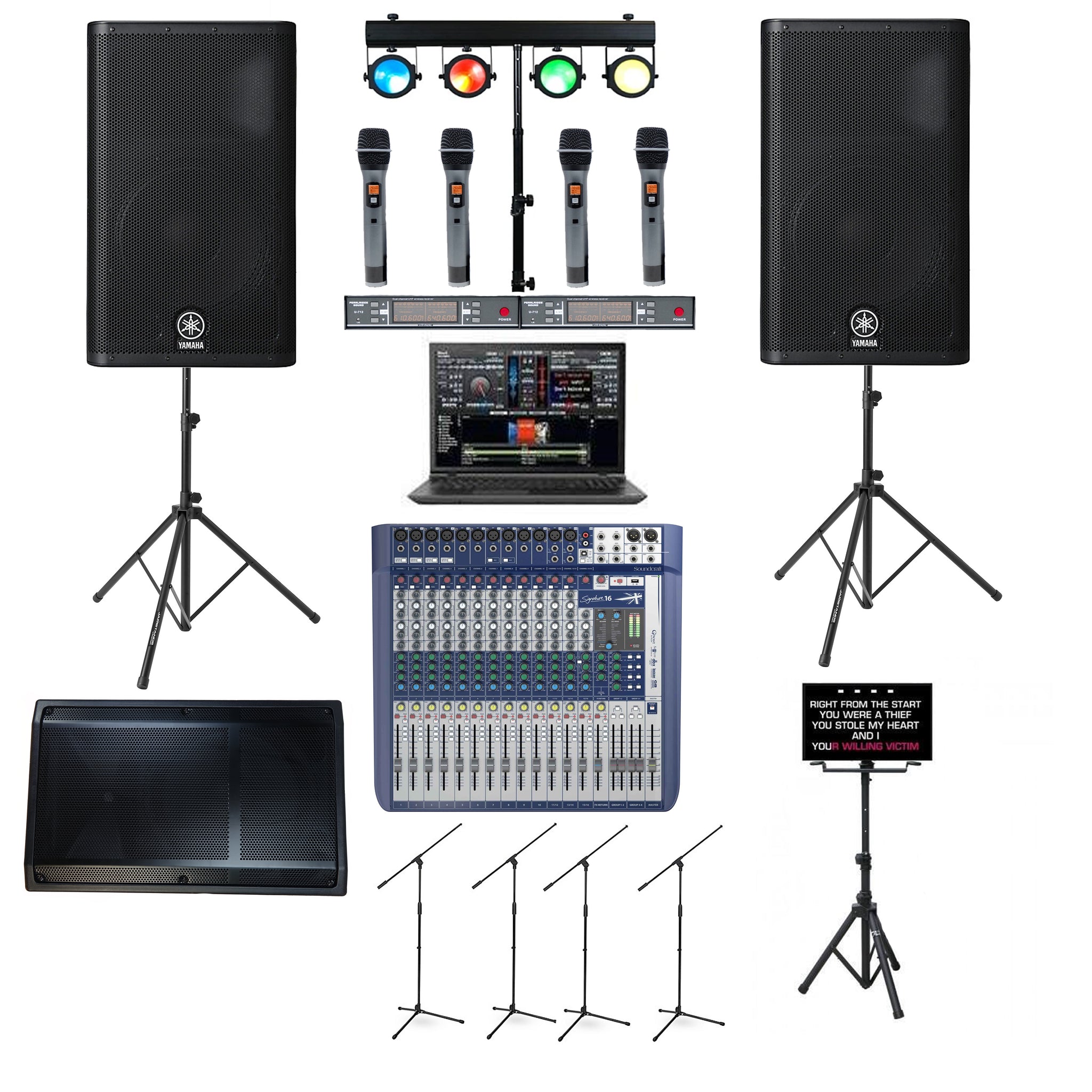 Professional Laptop Karaoke System, Yamaha DXR12 Speakers, Bluetooth