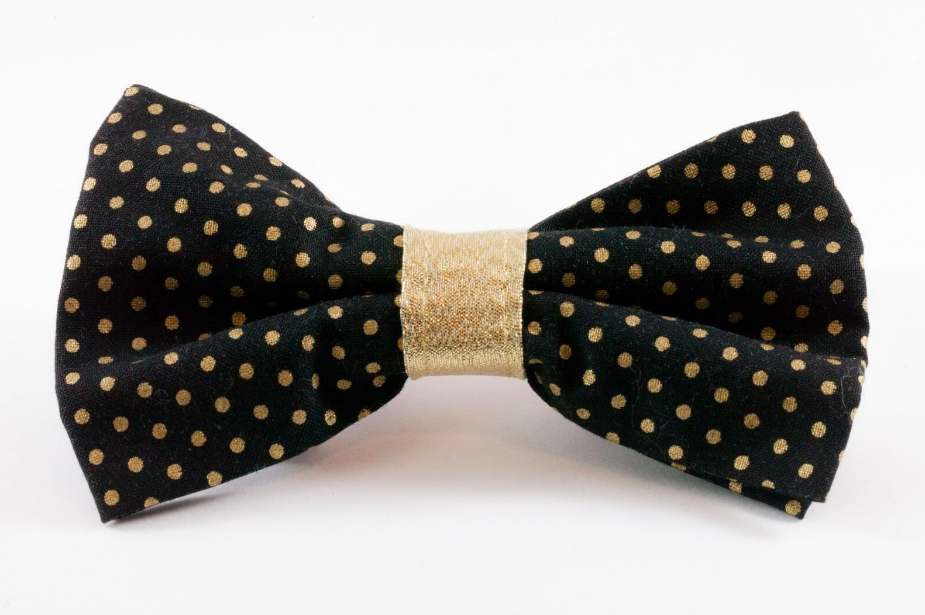 black and gold bow tie