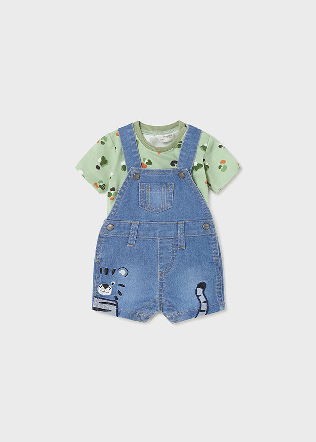 Denim Dungaree Dress Cartoon Printed Cotton Blend Half Sleeve, Kids Dungaree  for Girls , Baby Dangri Dress