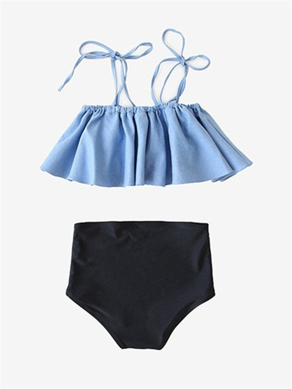 Two Pieces Strappy Back Flounce Bikini Sets