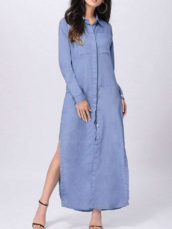 denim shirt maxi dress