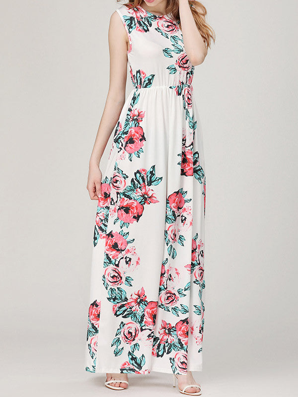 sleeveless floral maxi dress