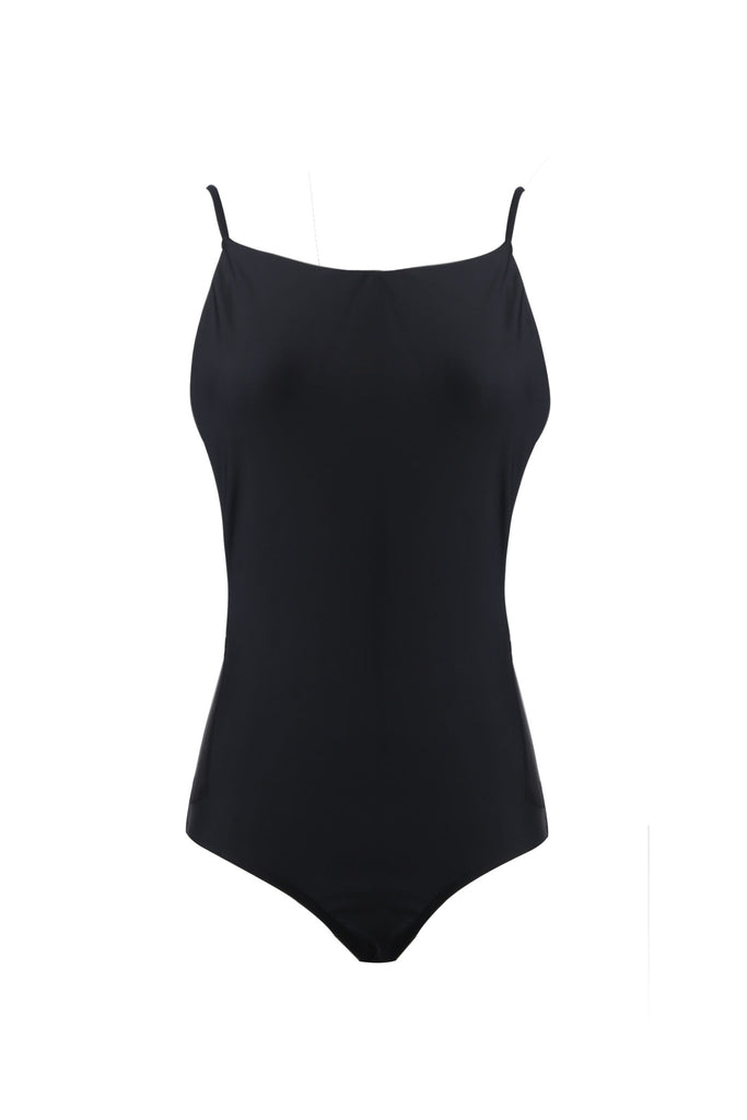 Solid Color Open Back One-piece Swimsuit