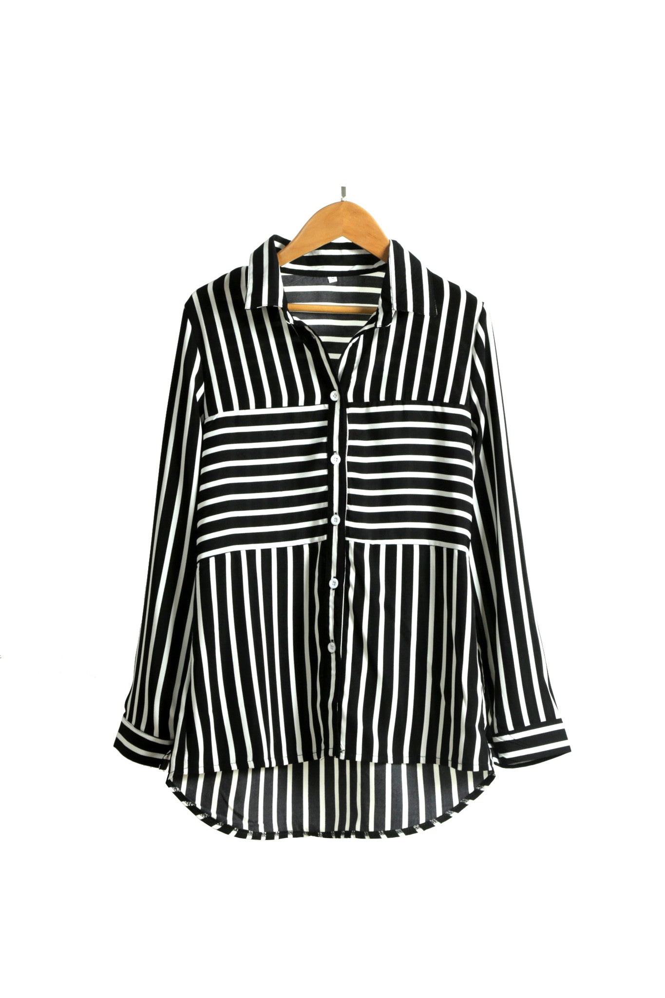 Black Or White Striped Long Sleeved Shirt