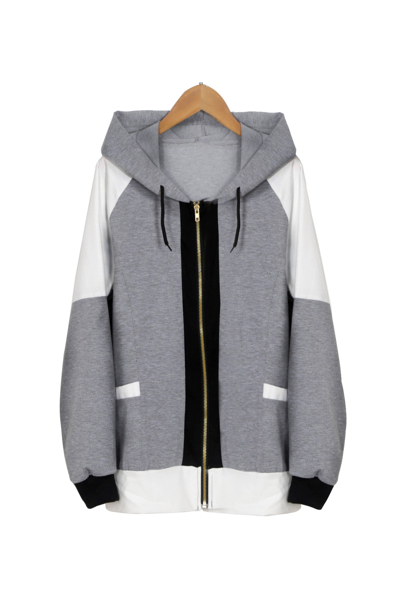 Grey Casual Hooded Outerwear
