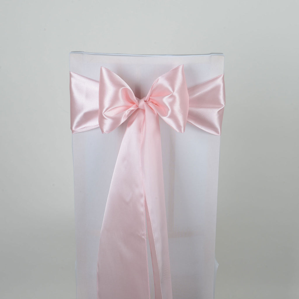 Light Pink Satin Chair Sash 10 Pieces Your Wedding Linen