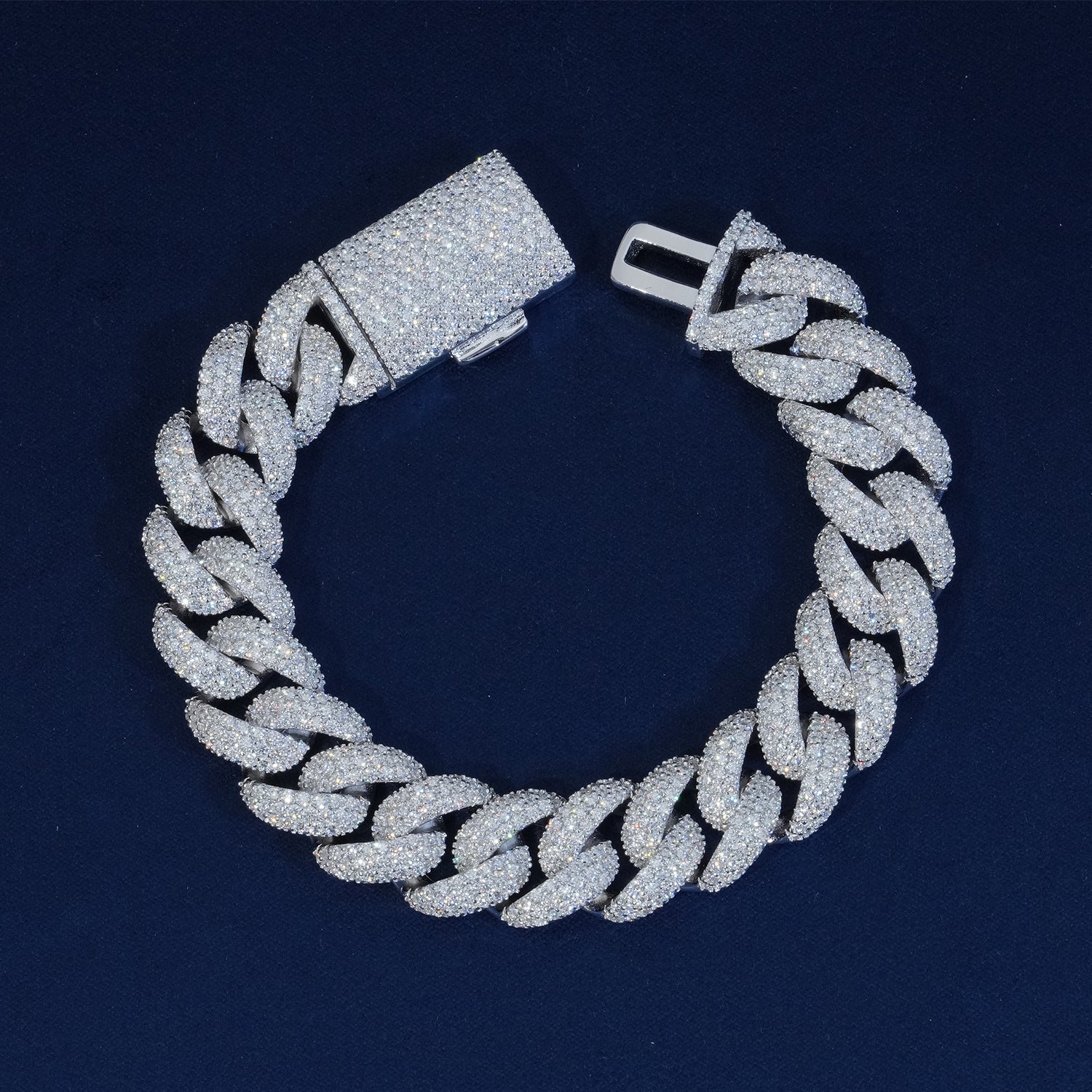 15mm Diamond Cuban Bracelet With Extended Clasp