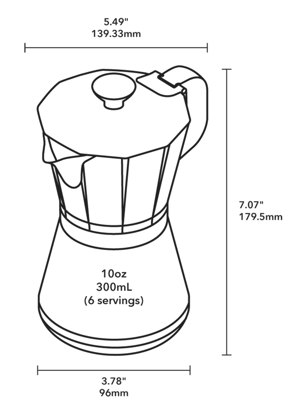 MiiR New Standard Moka Pot size overview