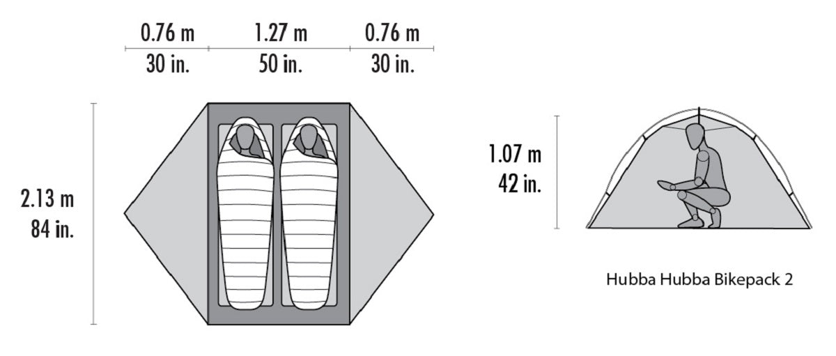 MSR Hubba Hubba 2 Bikepacking Floorplan overview