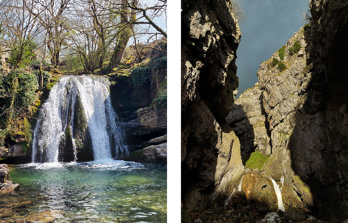 Janet’s Foss (left) and Gordale Scar (right).