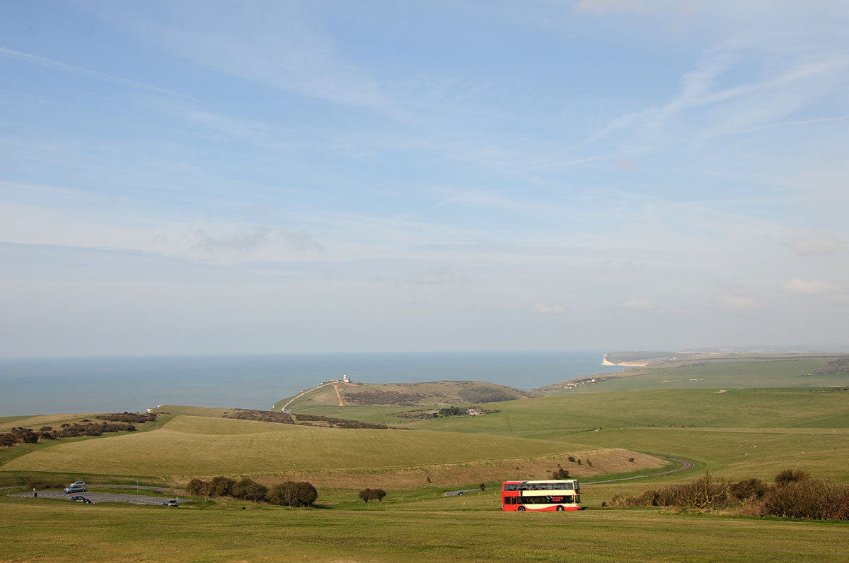 Bus on South Downs near Eastbourne