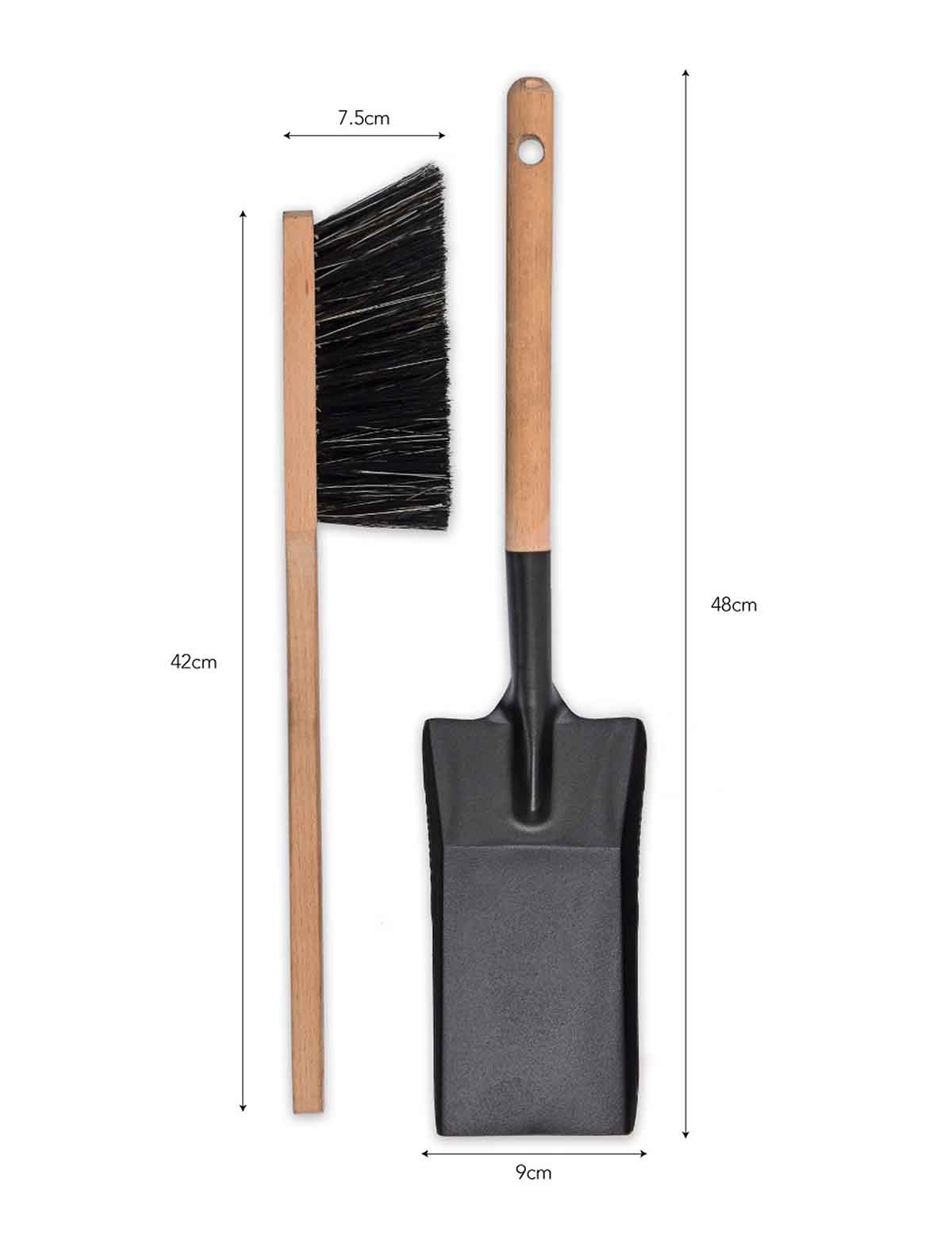 Garden Trading Jutland Fireside Dustpan and Brush dimensions overview