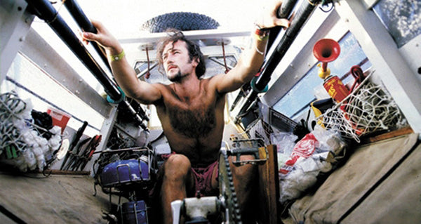 Jason Lewis on Pedal boat Moksha, expedition 360