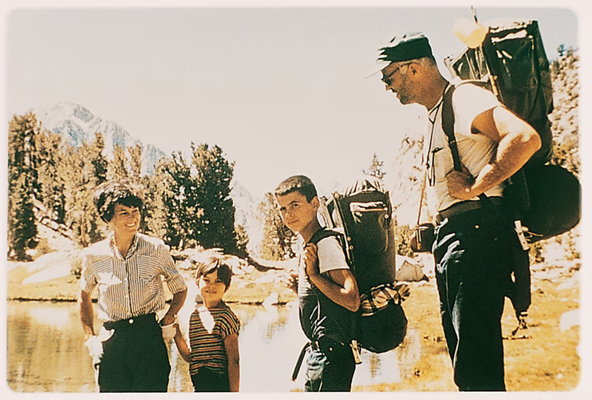 The Kelty family, hiking in California’s Sierra Nevada in 1957