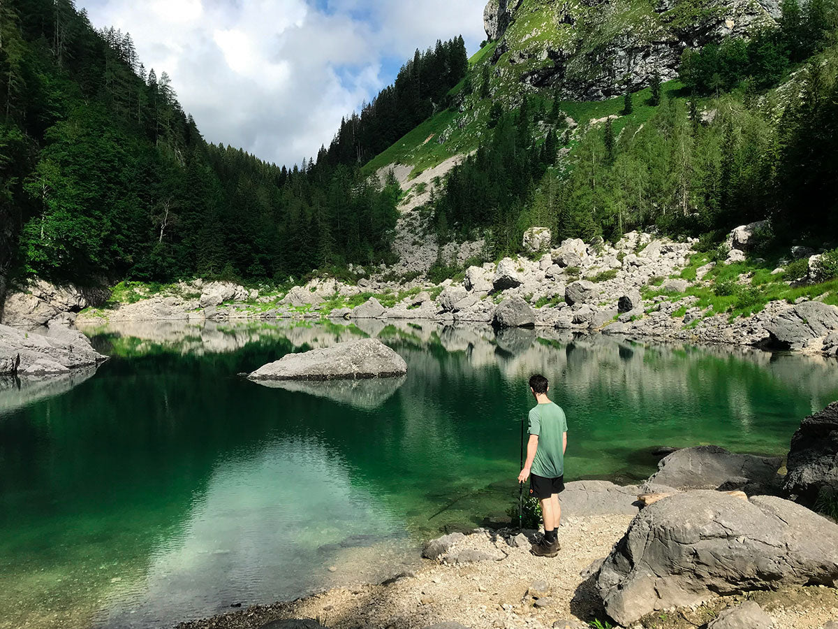 Looking at Črno jezero (the Black Lake)