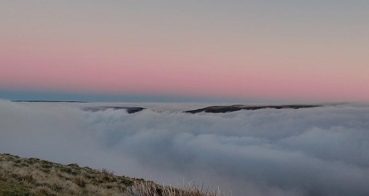 Looking over to Fountains Fell from Pen Y Ghent, during a cloud inversion at sunset