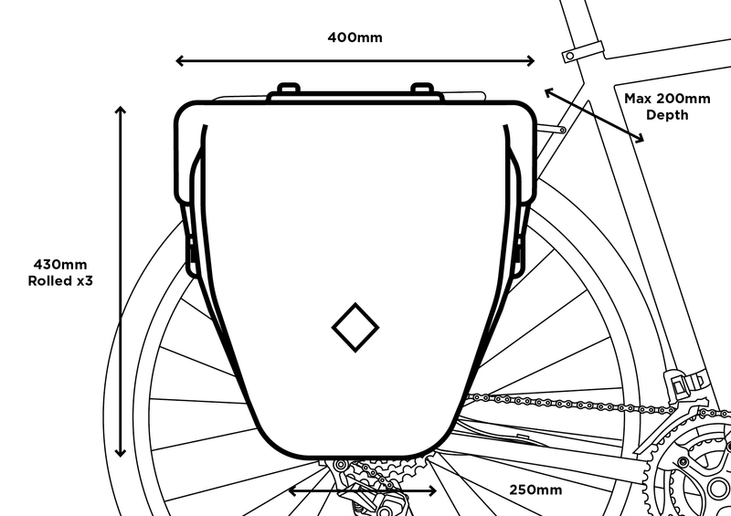 Restrap Pannier Large size guide measurements