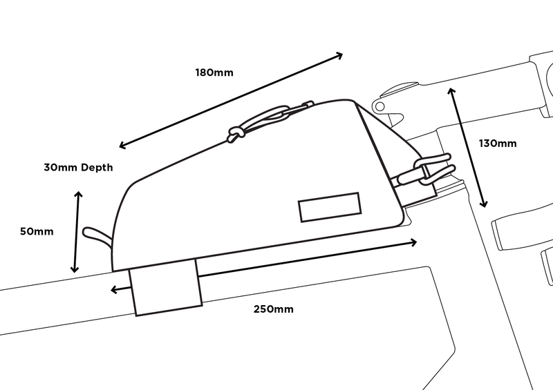 Restrap Top Tube Bag size guide measurements