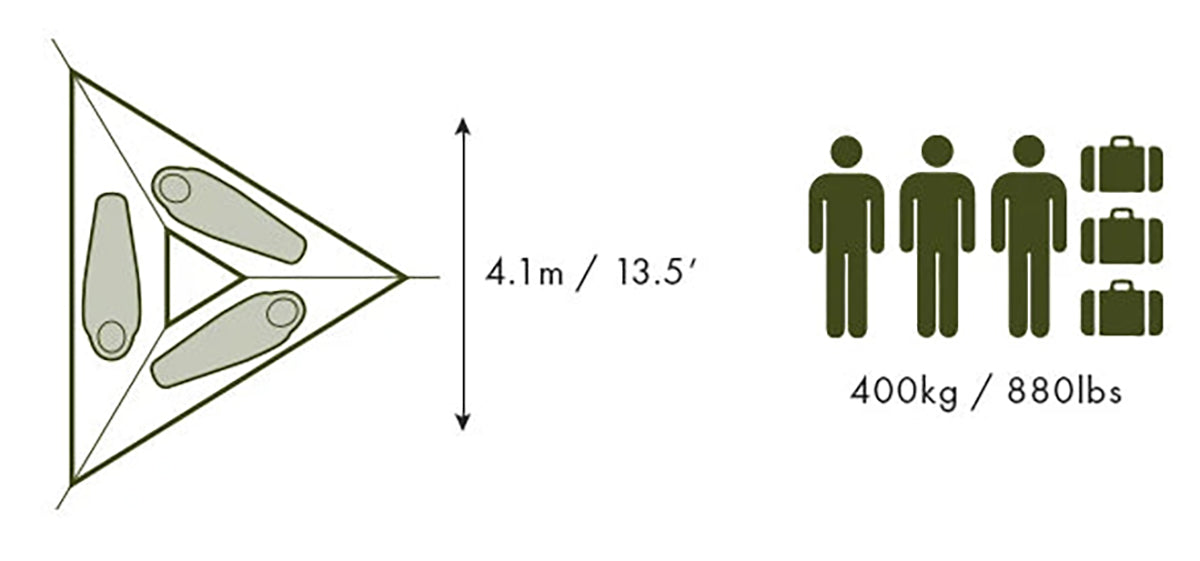 Tentsile Safari Trillium Hammock | 3 Person Floor Plan