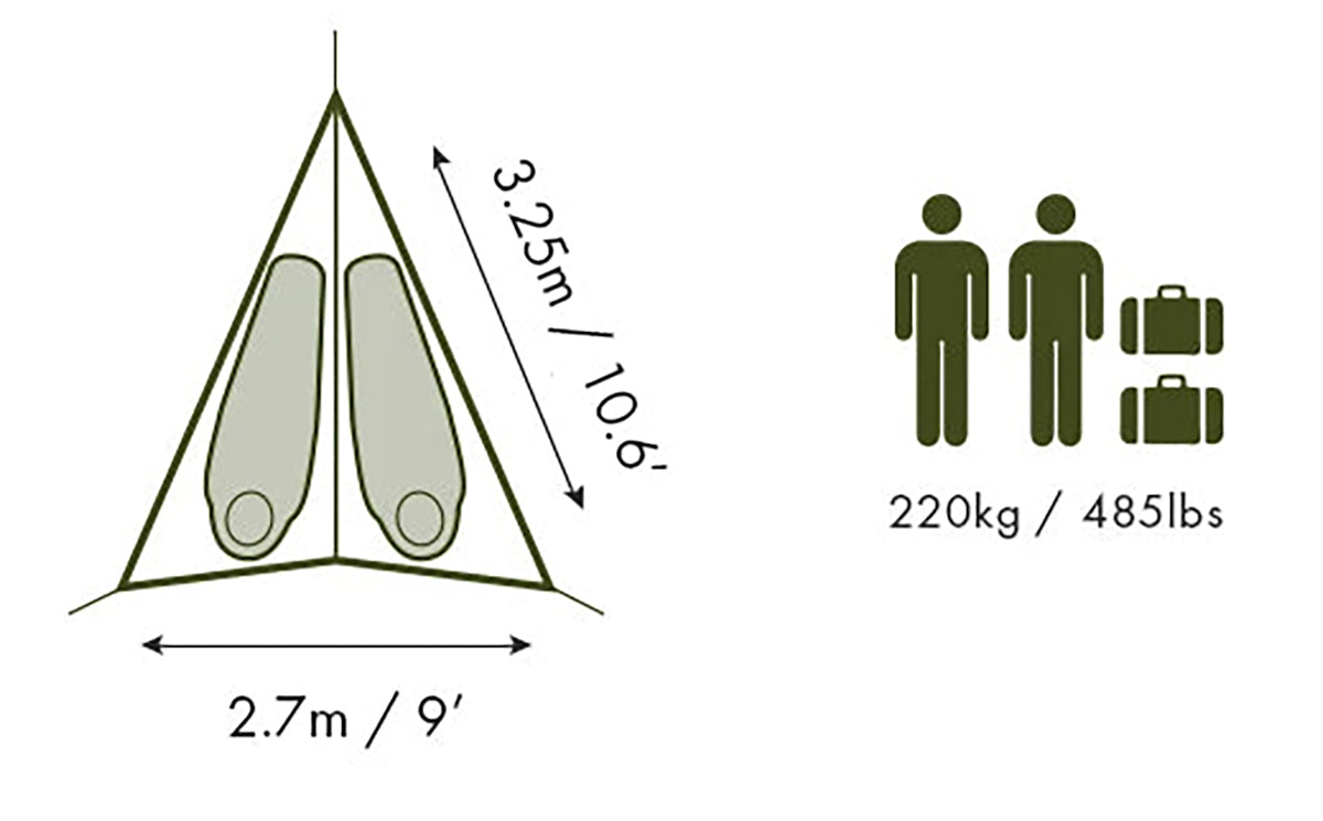 Tentsile T-Mini Hammock | 2 Person Floor Plan