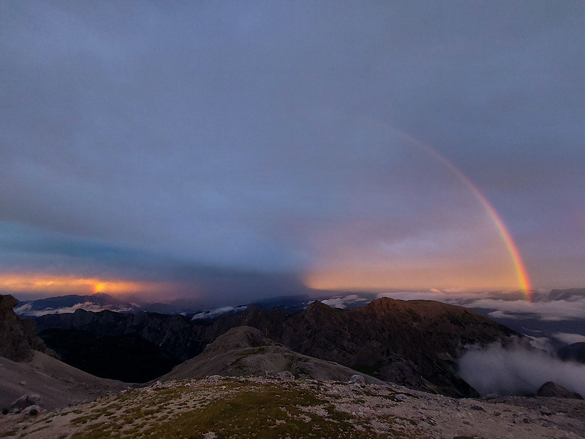 Sunset from Dom Planika with a rainbow and storm