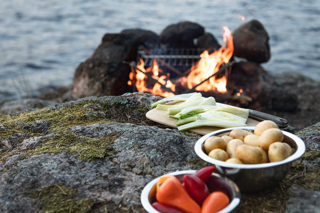 Ingredients prepared for cooking over the fire